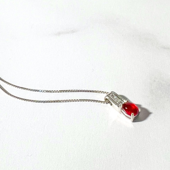 7x5mm Ethiopian Opal & White Zircon Sterling Silver Pendant